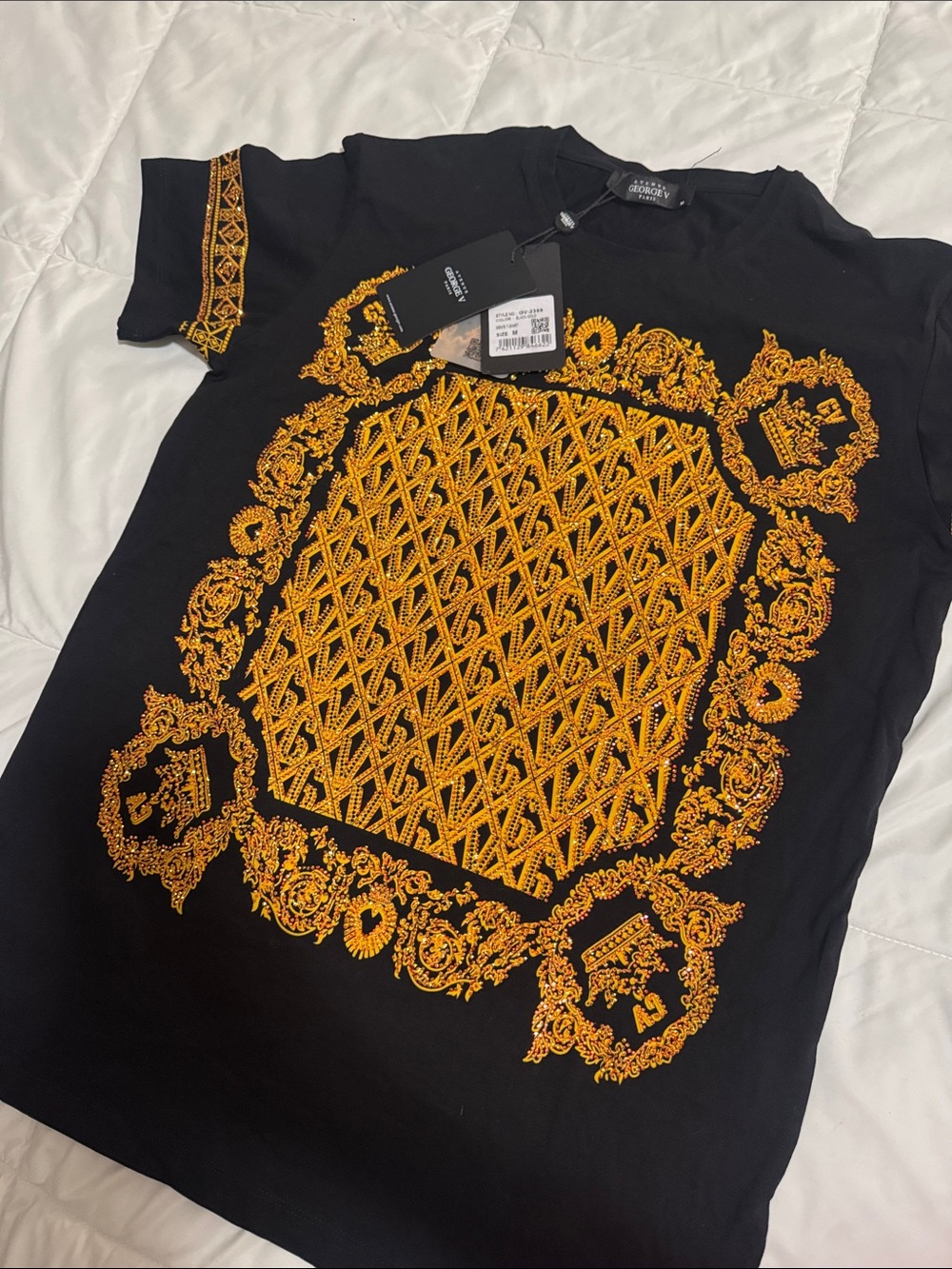Avenue George V Black & Gold Embroidered Men’s Shirt